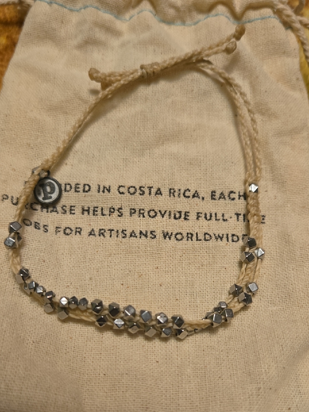 Pura Vida Handwoven Beige Bracelet with Silver Beads - Pura Vida Style